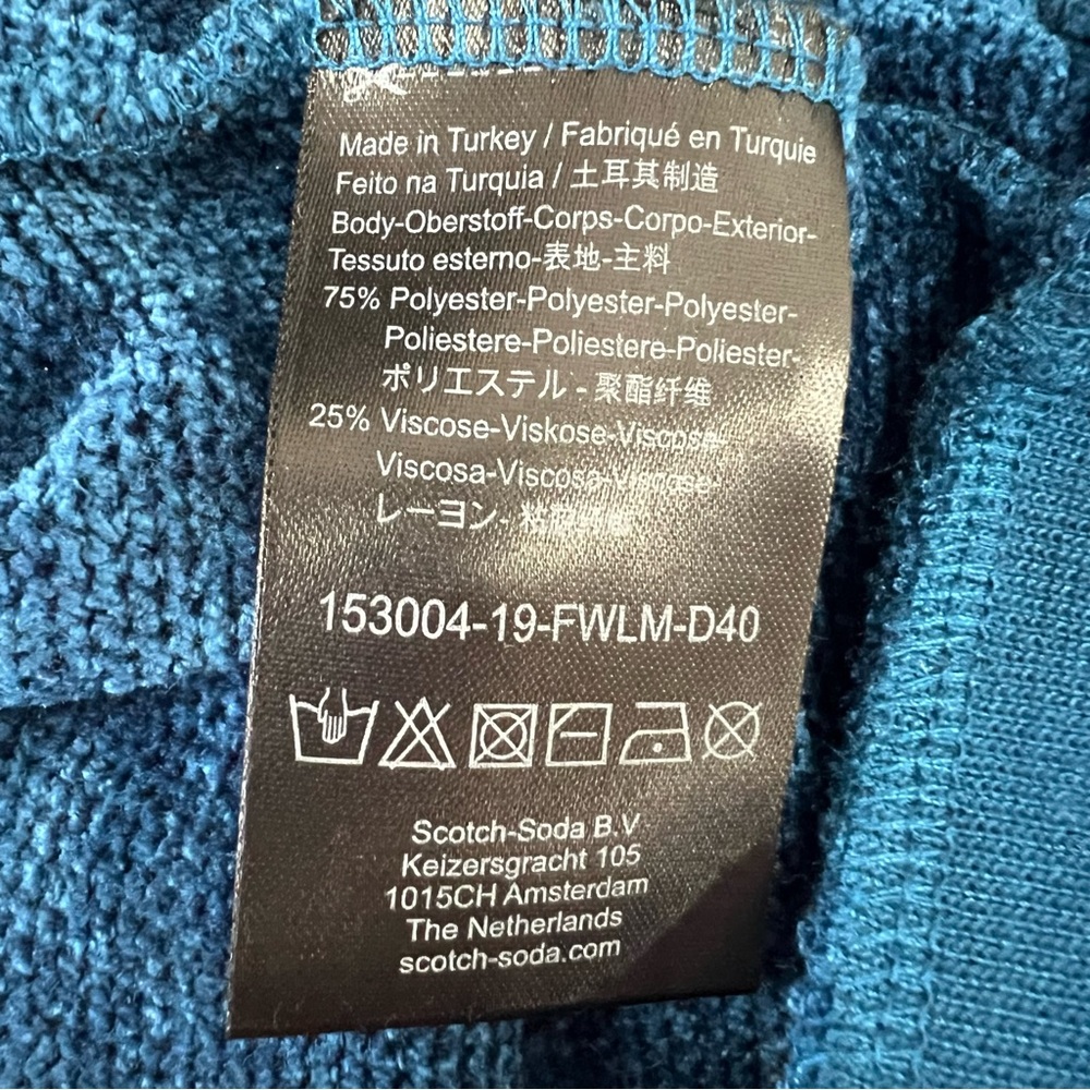 Scotch & Soda Rib Velvet Crewneck Sweater Pullover Sweatshirt Blue Women's‎ Sz L - Picture 7 of 9